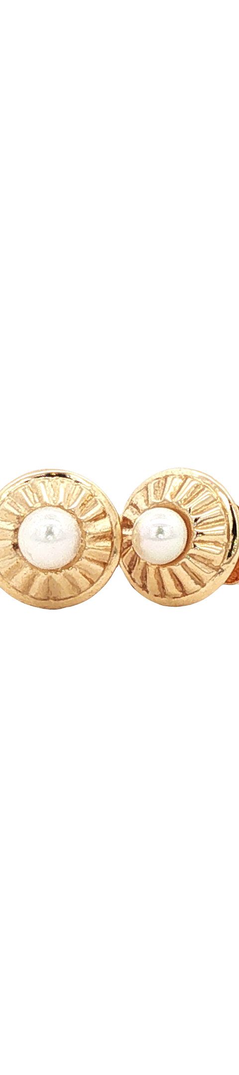 Vintage 14K Gold Stud Earrings with Pearl